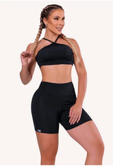 Conjunto Basic Tiras Preto (TOP+SHORT) Fitness AQN SPORT Zero Transparência