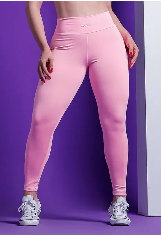 Calça Legging Empina Bumbum Bordado Rosa Pantera Lux AQN SPORT Zero Transparência